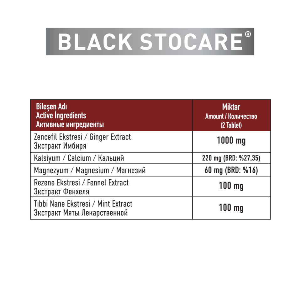 GALATA HEALTHCARE BLACK STOCARE 15 TABLETS