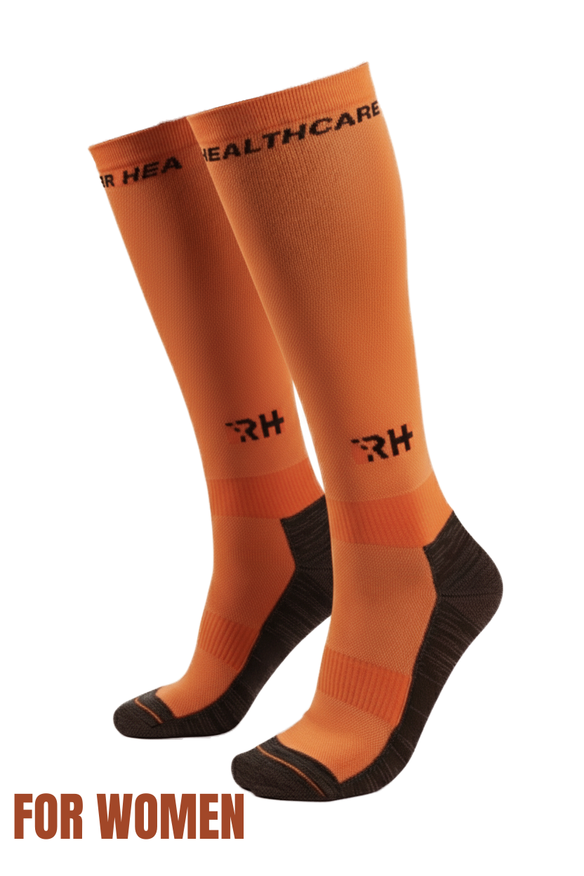 Rider Healthcare ProRide Silver Thread + Towel Long Socks Orange Black