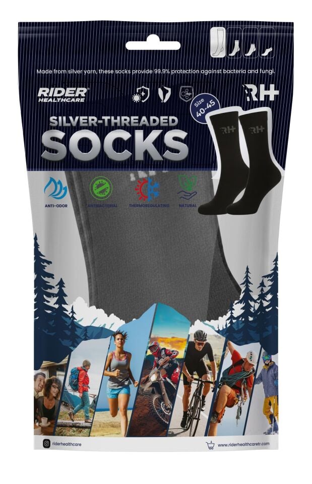 Rider Healthcare ProRide Gümüş İplikli Dizaltı Çorap