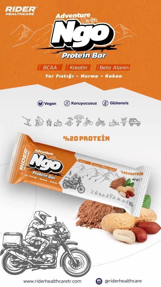Rider Healthcare NGO Protein Bar ( Yer Fıstığı - Hurma - Kakao )