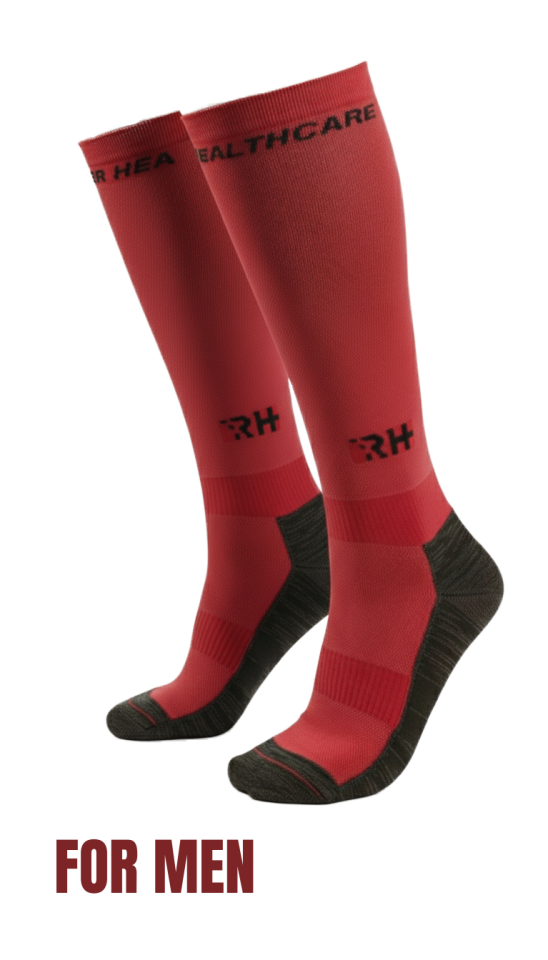 Rider Healthcare ProRide Gümüş İplikli+Havlu Uzun Çorap Kırmızı Siyah Men