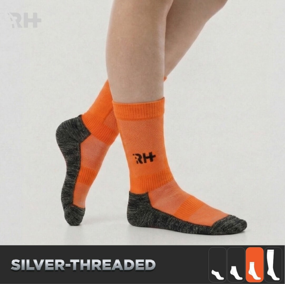 Cryo Silver + Havlu Taban Kısa Çorap — Turuncu/Siyah