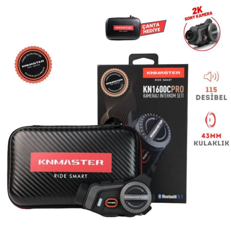 KNMASTER KN1600C PRO Camera Motorcycle Bluetooth Intercom Headset