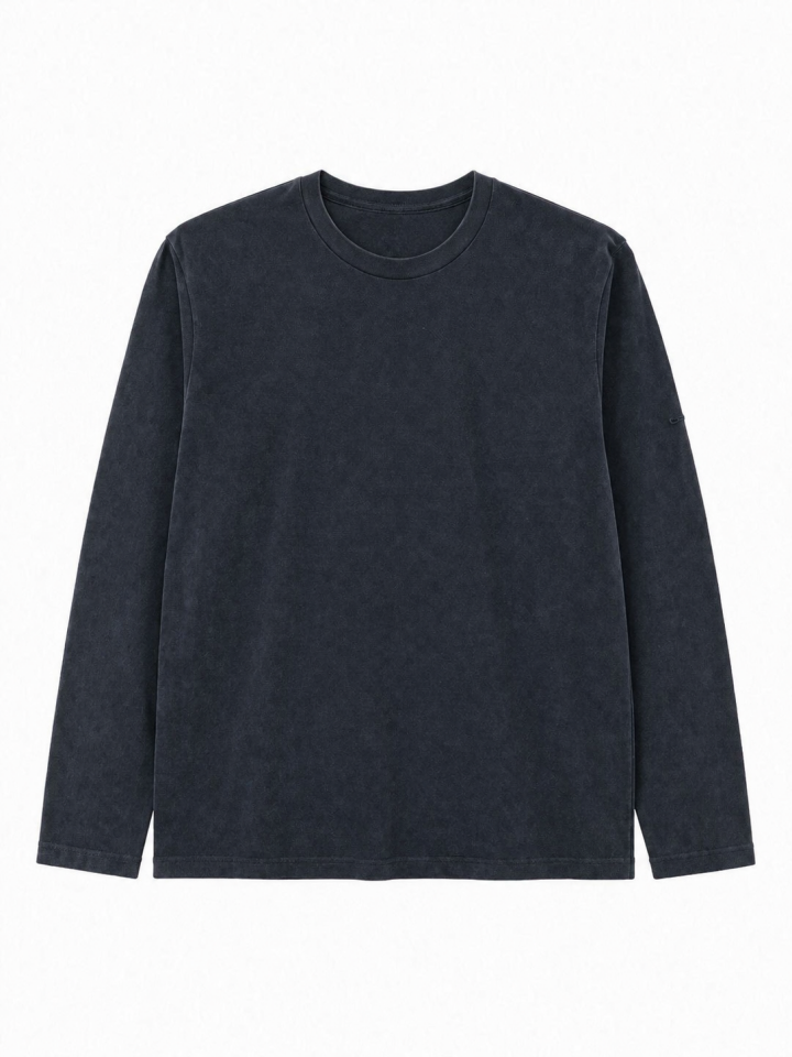 Tencel Okaliptus Lifli Premium Oversize Uzun Kollu T-Shirt - Antrasit